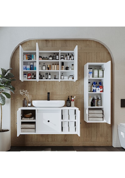 Oval Lavabolu Mat Mdf 105 Cm Çekmeceli Banyo Dolabı + Aynalı Dlp Mat Beyaz Oval Lavabolu Mat Mdf 105 Cm Çekmeceli Banyo Dolabı + Aynalı Dlp Mat Beyaz