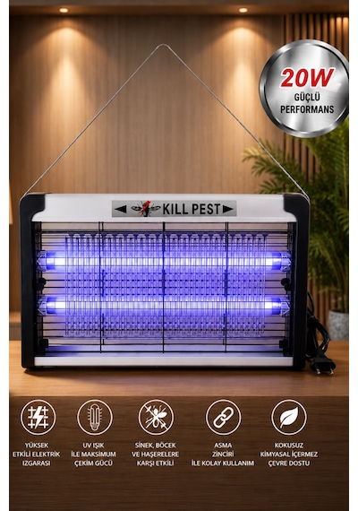 Glr Kf-6020 Sinek Öldürücü Lamba Uv Işıklı 20w Elektrikli Sivrisinek Tuzağı Işıklı Cihaz