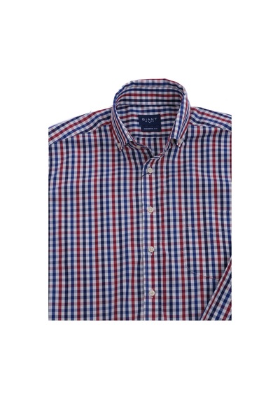 Giant Erkek Uzun Kol Kareli Gömlek - Minimalist Stil Bordo