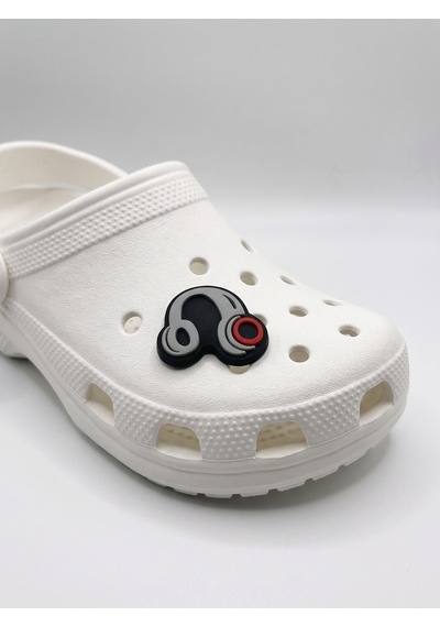 Croco 5'li Kulaklık Figürlü Jibbitz Terlik Süsü Seti Crocs Ve Sabo Uyumlu Açık Gri - Siyah