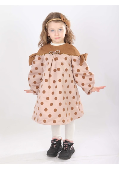 Xo Kids Kız Çocuk Elbise 1-5 Yaş 9078 Bej