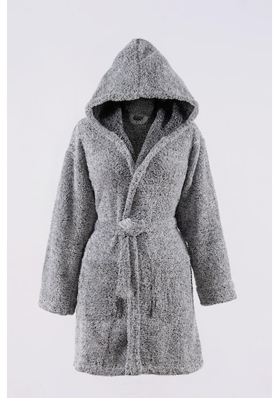 Maisonart Plain Kapşonlu Unisex Wellsoft Peluş Sabahlık Bornoz S/m Gri