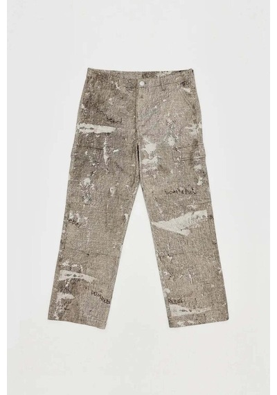 Domrebel Erkekler Için Dropcloth Cargo Pantolon - Rahat Kesim, Ayarlanabilir Alt Açılış Bej