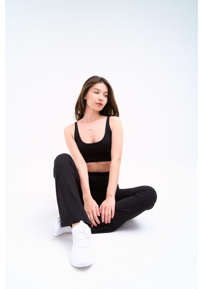 Normal People Nysa - Sporcu Bra / Şeftali Dokulu Peach Skin Kumaş Siyah