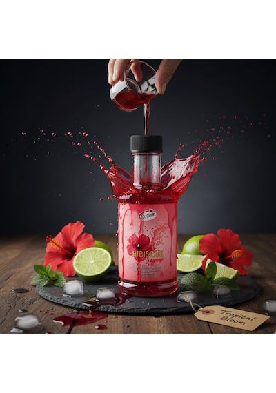 Hibiskus Kokteyl Şurubu 300 Cc Yoğun Aromalı İçecek,kahve Ve Tatlı Şurubu