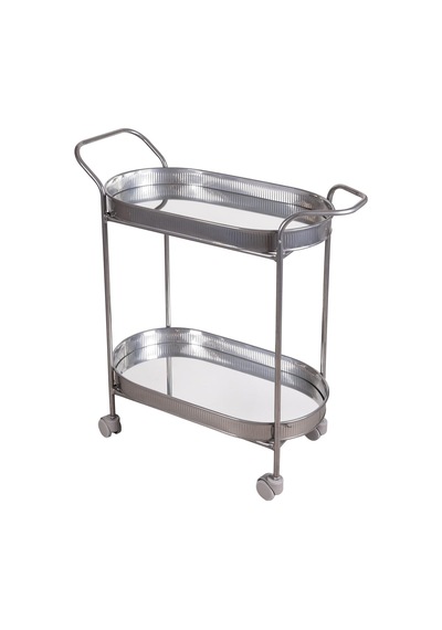 The Mia Servis Arabası Krom 2raflı Tekerlekli 80x56x32 Cm Gümüş