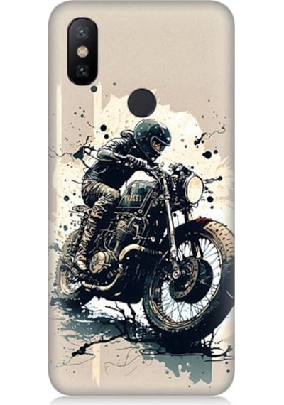 Xiaomi Redmi Note 6 Pro Uyumlu Motorsikletçi Desenli Silikon Kılıf