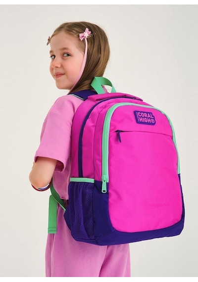 Coral High Pembe Mor Çanta Kalemlik Seti Çok Renkli