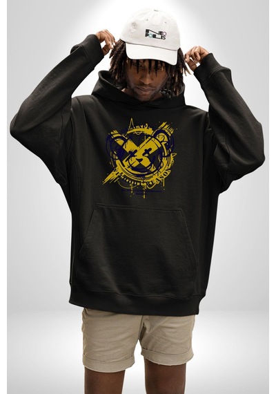 Sebep Olmadan Mutlu Ol Kadın Erkek Siyah Kapüşonlu Sweatshirt Hoodie Siyah