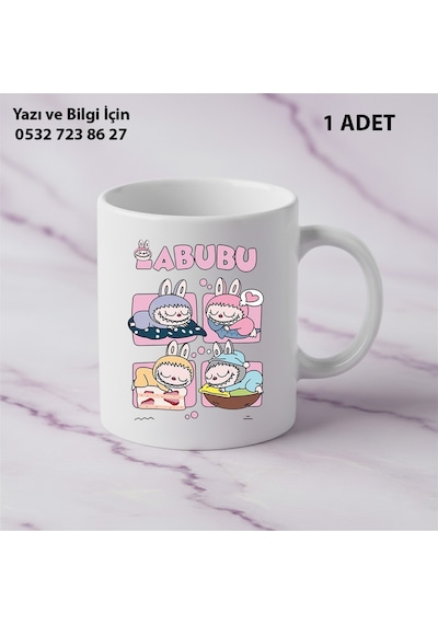 Labubu Kaliteli Porselen İsim Yazılabilir Premium Hediyelik Baskılı Kupa Bardak Doğum Günü Hediyesi Beyaz