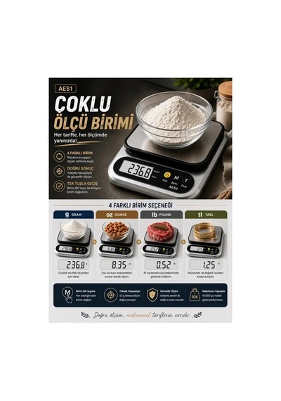 Dijital Mutfak Ve Kahve Tartısı Hassas Gram Terazisi Paslanmaz Çelik Lcd Ekran Çoklu Ölçüm G/oz 10 Kg Kapasite