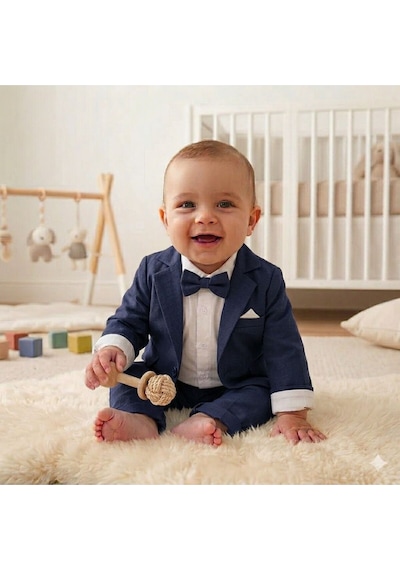 Baby Kids Colors Flamlı Keten Salaş Ceketli Takım Elbise/gömlek Pantolon Ceket Papyon Ay Grubu Zıbınlı Lacivert Baby Kids Colors Flamlı Keten Salaş Ceketli Takım Elbise/gömlek Pantolon Ceket Papyon Ay Grubu Zıbınlı Lacivert