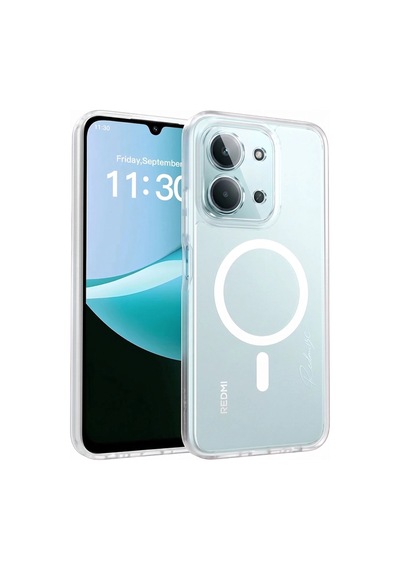 Forzacase Redmi 14c 4g İle Uyumlu Clearmag Serisi Magsafe Özellikli Kristal Şeffaf Sert Kılıf
