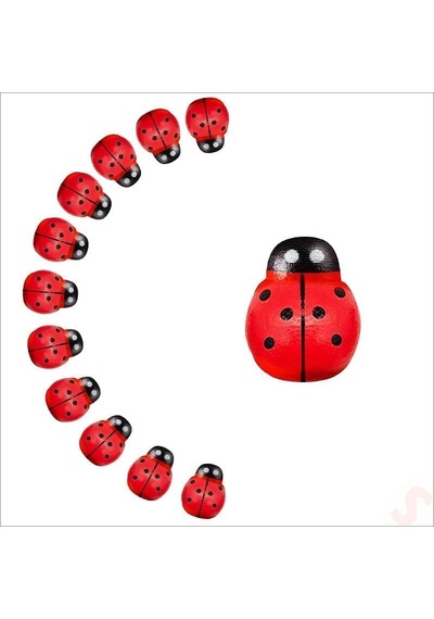 50 Adet Minyatür Ahşap Uğur Böceği Sticker El İşi Scrapbook & Dıy Süsleme Aksesuarı
