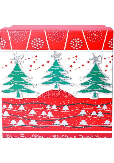Yılbaşı Çam Ağacı Motifli Hediye Kutusu 17x8 Cm