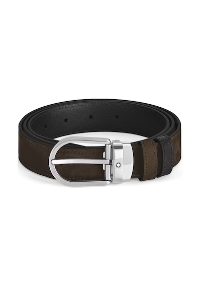 Montblanc At Nalı Tokalı Süet Deri 30 Mm Çift Taraflı Kemer 22097 Kahverengi