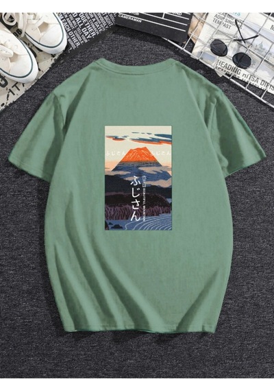Mount Fuji Baskılı Mint Yeşili T-shirt Oversize Unisex Mint Yeşili Mount Fuji Baskılı Mint Yeşili T-shirt Oversize Unisex Mint Yeşili