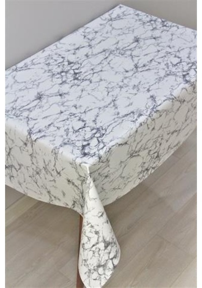 Elyaf Astarlı Silinebilir Pvc Muşamba Masa Örtüsü Gri Mermer - 1068-1gr