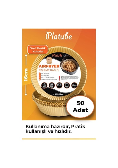 Pisirme Kagidi 50 Adet Airfryer Yagli Kagit Xiaomi Philips Air Fryer Tüm Markalara Uyumlu Yuvarlak