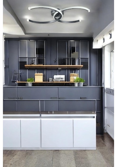 Legacy Duru Modern Tasarım Siyah Renk Salon Mutfak Hol Beyaz Led 2 Li Avize Siyah 55 X 35 Diğer
