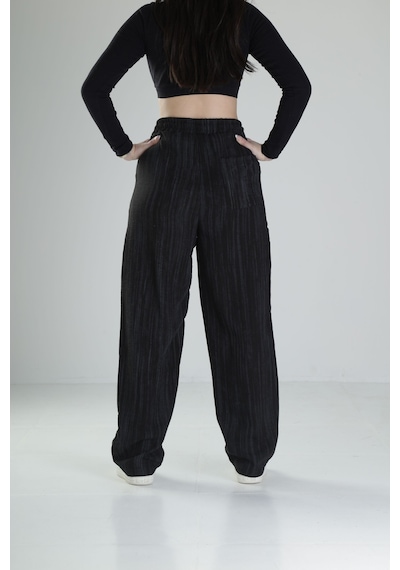Cocopelli Aerobin Keten Kumas Siyah Baggy Pantolon Coc1881 Siyah