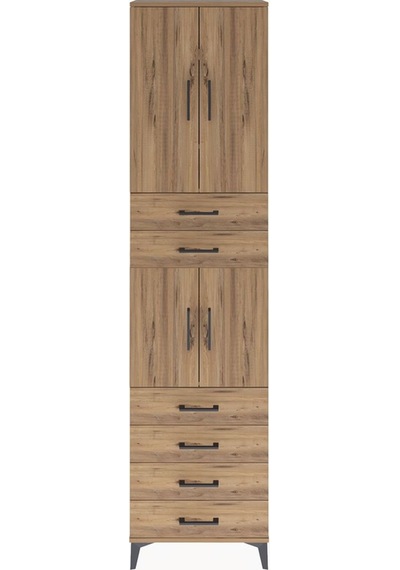 Arges Dolap 4 Raflı 6 Çekmeceli 4 Kapaklı 60x30x243 Çam-çam Çam