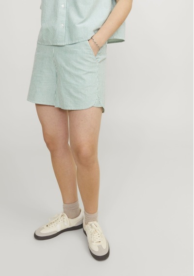 Jack & Jones Kadin Çizgi Desenli Rahat Kesim Sort - Siva 12254554 Grayed Jade Kırmızı