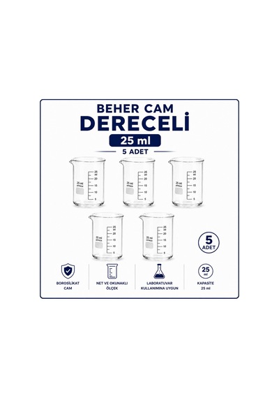 Beher Cam Dereceli 25 Ml 5 Adet