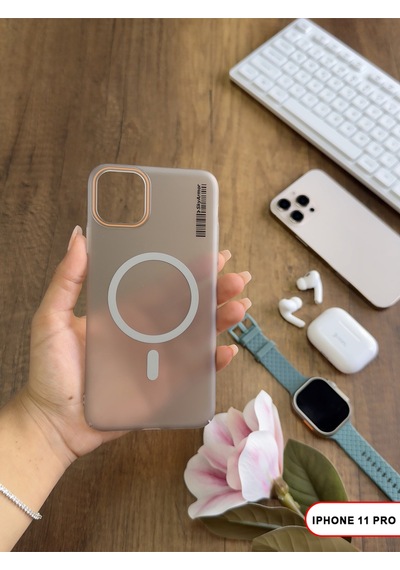 Apple iPhone 11 Pro Magsafe Uyumlu Mat Sert Klein Kılıf Gri
