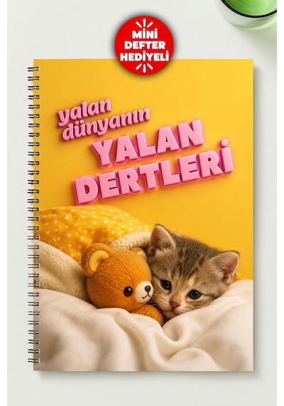 Yalan Dünya Temalı A5 Metal Spiralli Çizgisiz Karton Kapak Yalan Dünya Temalı Defter Çok Renkli