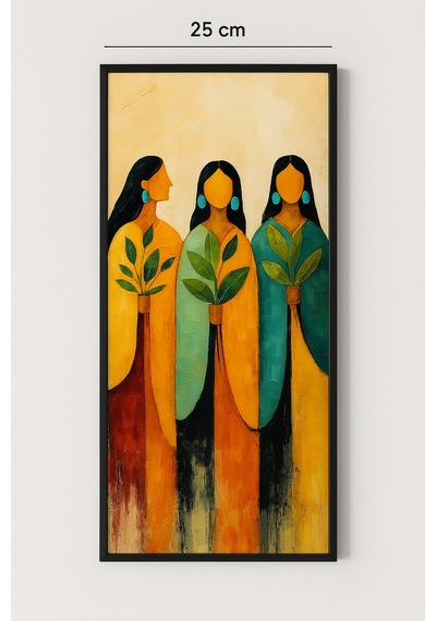 25 X 60 Cm Siyah Ahşap Çerçeve Soyut Kadın Figürlü Duvar Tablosu