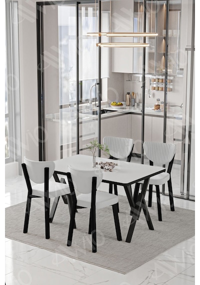 Avvio Carla Elma Sandalye 80x120 Yemek Masası Mutfak Masası 4 Kişilik Masa Sandalye Takım Düz Beyaz Avvio Carla Elma Sandalye 80x120 Yemek Masası Mutfak Masası 4 Kişilik Masa Sandalye Takım Düz Beyaz