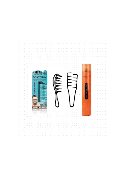 Fontenay Saç Pudra Toz Wax Matt Effect + Mucizevi Şekil Tarağı +şekil Tarak + Saç Sprey 4'lü Set