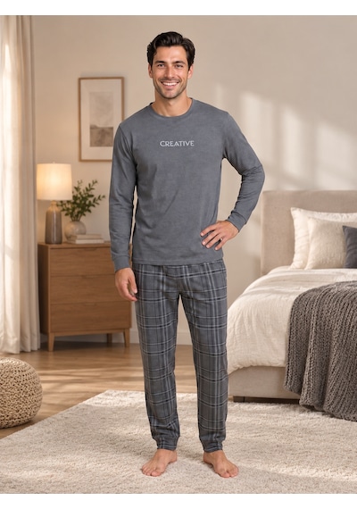 Wordex Falkom 5801 İnterlok Kışlık Kalın Kumaşlı Ekose Pijamalı Erkek Ev Pijama Takımı Füme Wordex Falkom 5801 İnterlok Kışlık Kalın Kumaşlı Ekose Pijamalı Erkek Ev Pijama Takımı Füme