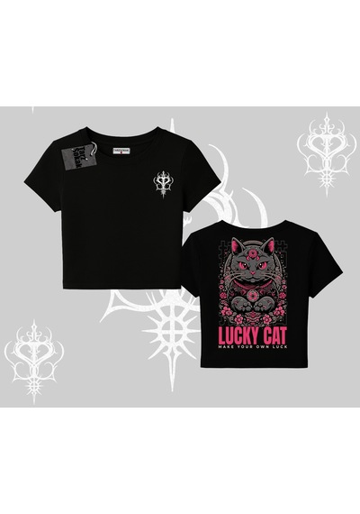 Tarzsokak Lucky Cat Japon Tarzı Kedi Baskılı Babby Tee Tshirt Siyah