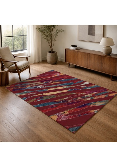 Kartela Halı Aira Halı Kaymaz Taban Makinede Yıkanabilir Halı Bordo - 100 X 150 Cm