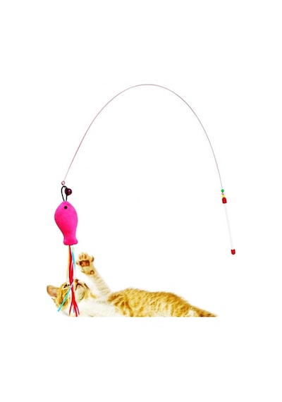Sesli Zilli Balık Kedi Oltası Oyuncağı 90 CM