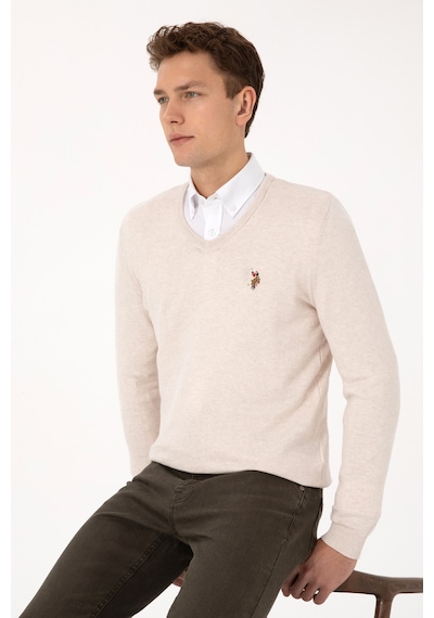 U.S. Polo Assn. Erkek Krem Melanj Basic Kazak 50307778-VR159