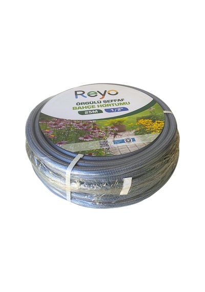 Reyo 1/2'' Örgülü Premium Şeffaf Bahçe Hortumu 25 Metre