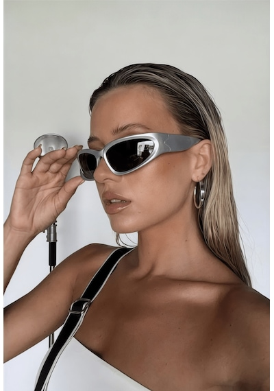 Alien Silver Mirror Milenyum Y2k Hafif Unisex Güneş Gözlüğü Çok Renkli