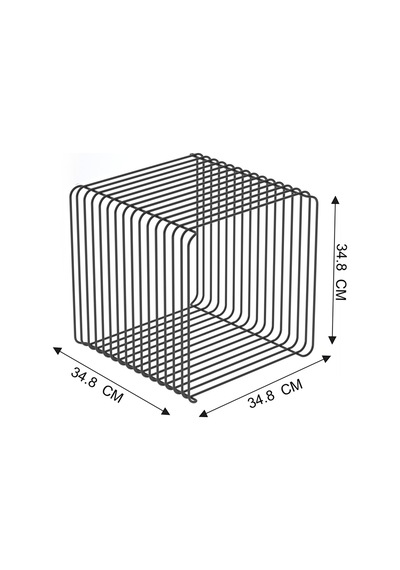 Miami Minimalist Metal Tel Kare Yan Sehpa Modern Küp Yan Sehpa & Modüler Kitaplık Dergilik Siyah