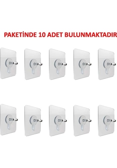 Süper Güçlü Çerçeve Askısı Pin Delgisiz Vidalı Kanca Yapışkanlı Raf Tutucu Askı 10 Lu Çok Renkli