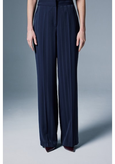 Sateen Anna Çizgili Pantolon - Lacivert-137094 Lacivert