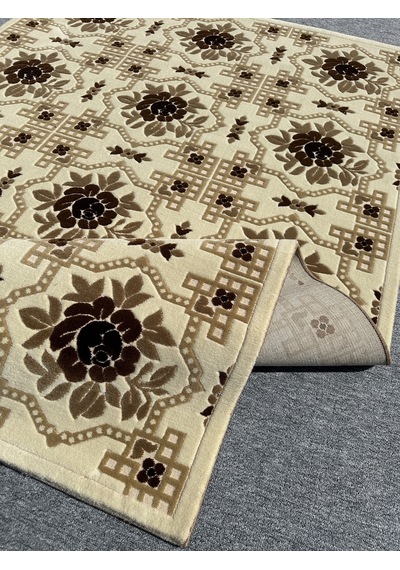 Saray Halı Vizyon 11171 R 150x230 Krem Kahve 4 M2 Halı