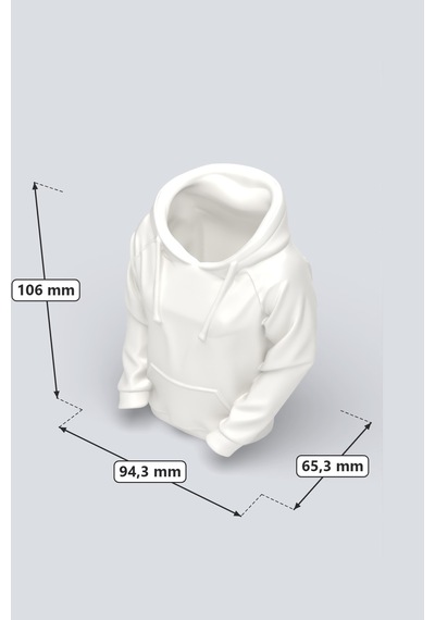 Hoodie Tasarımlı Dekoratif Kalemlik Beyaz