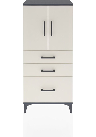 Arges Dolap 2 Raflı 3 Çekmeceli 2 Kapaklı 60x30x134 Antrasit-aytaşı Antrasit