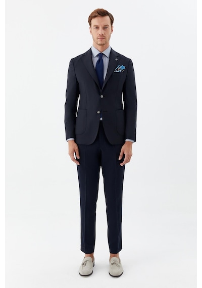 Sabri Özel Erkek Siyah Slim Fit Mono Yaka 6 Drop Yün Karışımlı Astarsız Ceket