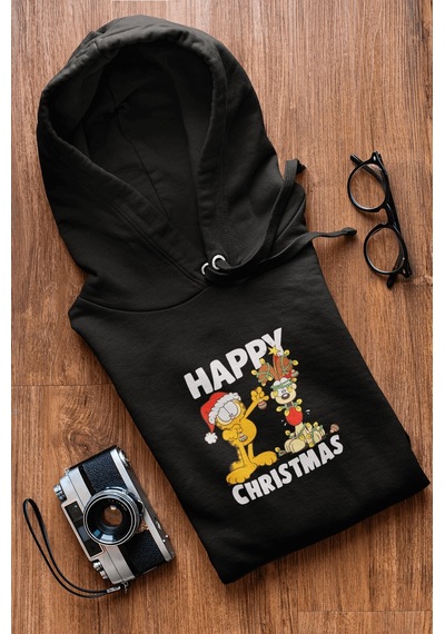 Garfield Happy Christmas Kapşonlu Sweatshirt 001