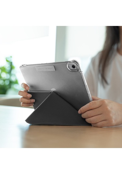 Apple Uyumlu iPad  Air 11 2024 Kılıf Raptic Clear Folio Arkası Şeffaf Katlanabilir Standlı Kılıf Siyah