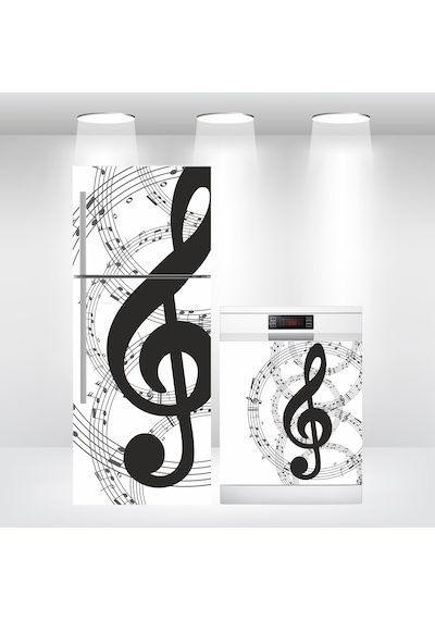 Nota Müzik Buzdolabı-Bulaşık Makinesi Kapak Sticker Folyo Kaplama